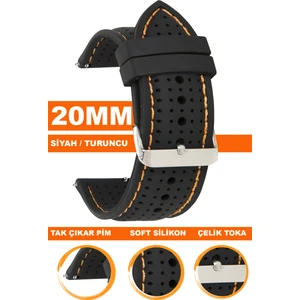 20MM Fossil-Welder-Casio-Seiko-Omega-Armani Saat Uyumlu Silikon Saat Kordonu 20S26B