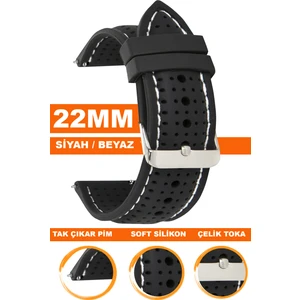 22MM Fossil-Welder-Casio-Seiko-Omega-Armani Saat Uyumlu Silikon Saat Kordonu 22S26B