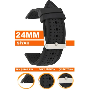24MM Fossil-Welder-Casio-Seiko-Omega-Armani Saat Uyumlu Silikon Saat Kordonu 24S26B