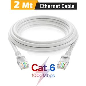 2 Metre Cat6 Internet Kablosu Ethernet Utp Patch High Speed Açık Gri
