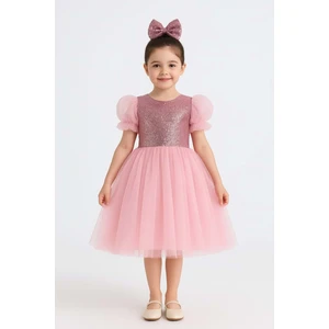 Balon Kol Pul Payet Kız Çocuk Tütü Elbise M00751