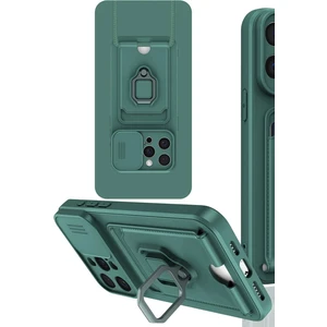 iPhone 15 Pro Max Kılıf Zuma Kartvizitli Yüzüklü Silikon - Yeşil - AKMONL8958-8276