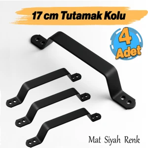 Mat Siyah Renk Metal El Tutamagı (4 Adet) Çekme Kolu Kapı Tutma Kulbu 17 cm Kulp Kapı Tutamağı Kulbu