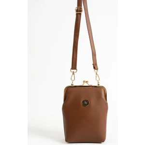 Kadın Burslu Gold Aksesuarlı Ayarlanabilir Çapraz Askılı Suni Deri Omuz ve Çapraz Çanta