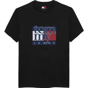 Erkek Slim Fit Logo Baskılı T-Shirt - Siyah