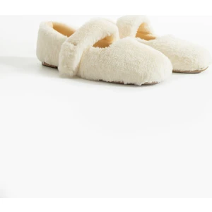 Friend & Trend Ekru Peluş Kışlık Düz Taban Kadın Babet FT3939