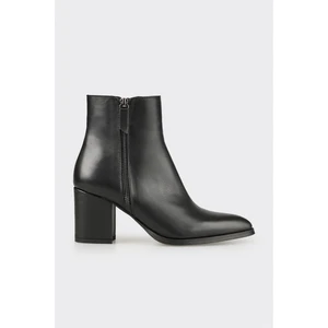 Siyah Deri Kadın Klasik Bot