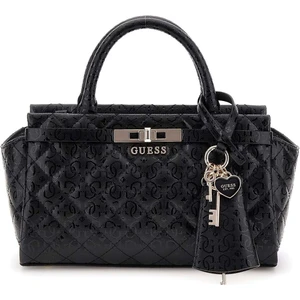 Kadın Kilit Aksesuarlı Kapitone Monogram Desenli El Çantası - Siyah