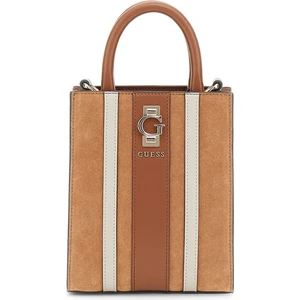 Kadın Şerit Detaylı Süet Deri Mini Dikey Çanta - Taba