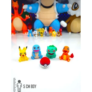 5'li Pokemon Seti Favori Pokemonlar Başlangıç Seti Pikachu Charmander Squirtle Bulbasaur 5cm