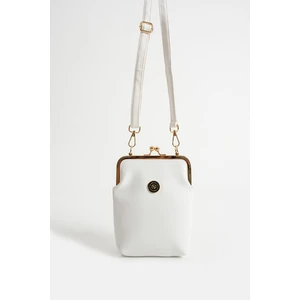 Kadın Burslu Gold Aksesuarlı Ayarlanabilir Çapraz Askılı Suni Deri Omuz ve Çapraz Çanta