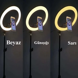 Boyu Ayarlanabilir 210CM LED Işıklı Telefon Tripodu Youtuber Tripod Fotoğraf Video Çekimi Telefon Tutucu Bluetootht Kumanda Hediye)