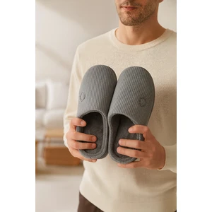 Modafrato Velvet Erkek Ev Terliği Ses Yapmayan Taban Yünlü Terlik