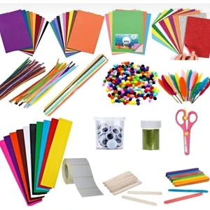 Anaokulu Etkinlik Seti Şönil - Ponpon - Oynar Göz - Eva Keçe - Renkli Tüy - Makas - Dil Çubuğu