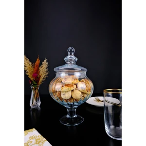 Bonbenera Cam Kapaklı Ayaklı Sunumluk Drajelik ve Kurabiyelik 30 cm