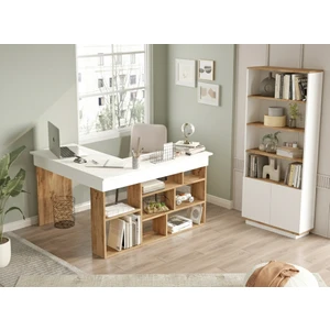 Robin Home Boston Çalışma Masası + Kitaplık 2'li Set Çam- Beyaz