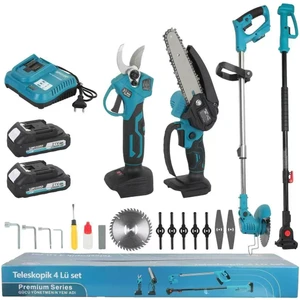 Kimmeer Plus 4 Lü Set Makas Testere Şarjlı Tırpan ve Teleskopik Uzatma