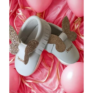 Bebeğinize Özel Altın Renk Simli Ayakkabı