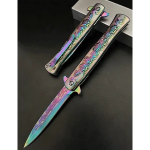 Tac Force Ti-Lite Gül Gravür Desenli Rainbow Görünümlü Çakı Gökkuşağı