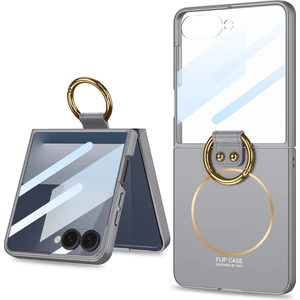Samsung Galaxy Z Flip 7 Kılıf M-safe Şarj Özellikli Zore Kıpta Yüzüklü Flip Sert Kapak