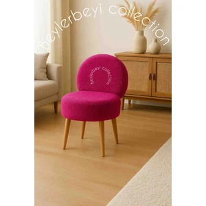 Makyaj Masası Pufu, Sırtlı Puf, Tedy  Kumaş, Dekoratif Puf ,berjer