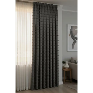 Iskandinav Şeritli Antrasit Fon Perde 1x3 Sık Pile Salon&yatak Odası Fon Perde