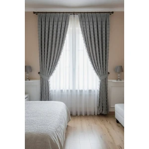 Iskandinav Şeritli Gri Fon Perde 1x3 Sık Pile Salon&yatak Odası Fon Perde