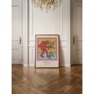 Keith Haring - Monster - Doğal Ahşap Çerçeveli Tablo