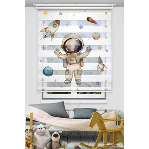 Uzay ve Astronot Baskılı Çocuk Odası Perdesi - Gezegen Baskılı Zebra Stor Perde