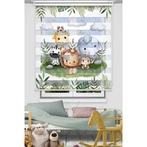 Safari Sevimli Hayvanlar Baskılı Zebra Stor Perde - Çocuk Odası Perdesi - Animals