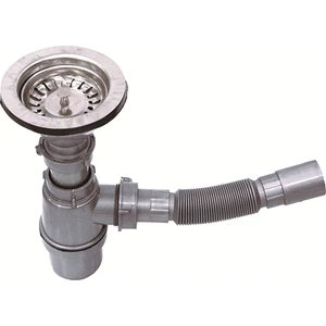 Lüks Çöpmak Taslı Körüklü Lavabo ve Evye Sifonu Gider Borusu Akordiyon Plastik Geniş Kafa Paslanmaz