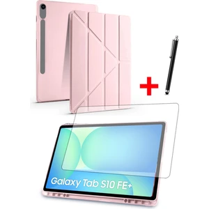 Samsung Tab S10 FE Plus 13,1” Uyumlu Tri-Folding Kalem Bölmeli Standlı Kılıf Ekran Koruyucu Kalem Set