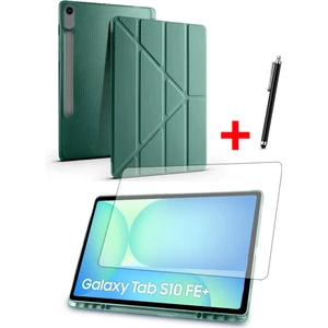 Samsung Tab S10 FE Plus 13,1” Uyumlu Tri-Folding Kalem Bölmeli Standlı Kılıf Ekran Koruyucu Kalem Set