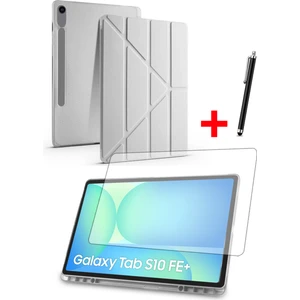 Samsung Tab S10 FE Plus 13,1” Uyumlu Tri-Folding Kalem Bölmeli Standlı Kılıf Ekran Koruyucu Kalem Set