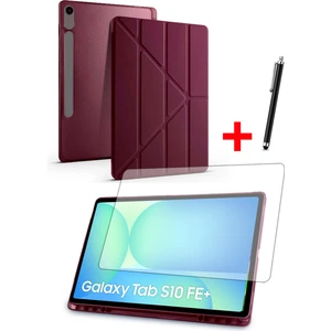 Samsung Tab S10 FE Plus 13,1” Uyumlu Tri-Folding Kalem Bölmeli Standlı Kılıf Ekran Koruyucu Kalem Set
