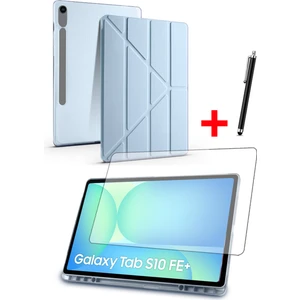 Samsung Tab S10 FE Plus 13,1” Uyumlu Tri-Folding Kalem Bölmeli Standlı Kılıf Ekran Koruyucu Kalem Set