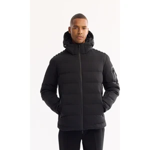 Avva Erkek Siyah Kapüşonlu Kaz Tüyü Su İtici Rüzgar Geçirmez -10°C Dayanıklı Şişme Mont A52Y6067