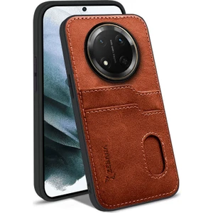 Honor Magic 7 Lite Uyumlu Kılıf Zebana Kartlıklı Lüx Deri Kılıf Kahverengi