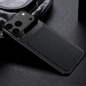 Apple iPhone 17 Pro Uyumlu Kılıf Zebana Lens Deri Kılıf Siyah