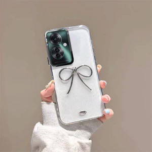 Oppo RENO11 F 5g Uyumlu Kılıf Zebana Bow Silikon Kılıf Şeffaf