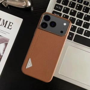Apple iPhone 17 Pro Uyumlu Kılıf Zebana Arvento Elite Deri Kılıf (Kablosuz Şarj) Kahverengi