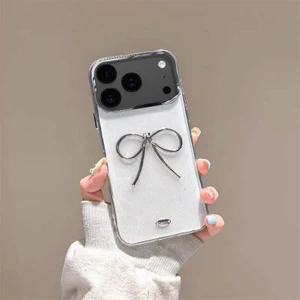 Apple iPhone 17 Pro Max Uyumlu Kılıf Zebana Bow Silikon Kılıf Şeffaf