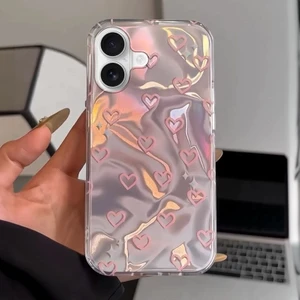 Apple iPhone 17 Uyumlu Kılıf Zebana Pink Heart Silikon Kılıf Pembe