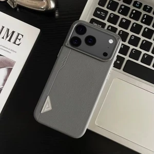 Apple iPhone 17 Pro Uyumlu Kılıf Zebana Arvento Elite Deri Kılıf (Kablosuz Şarj) Gri