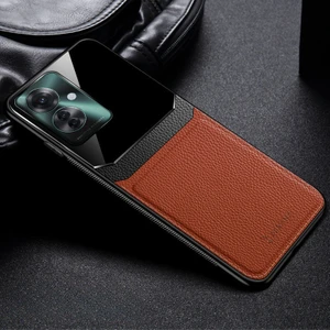 Oppo RENO11 F 5g Uyumlu Kılıf Zebana Lens Deri Kılıf Kahverengi