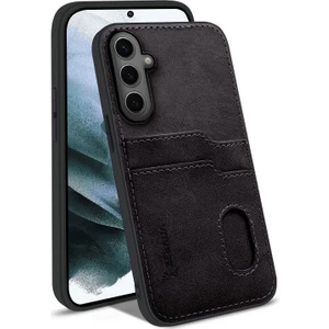 Samsung Galaxy S25 Edge Uyumlu Kılıf Zebana Kartlıklı Lüx Deri Kılıf Siyah