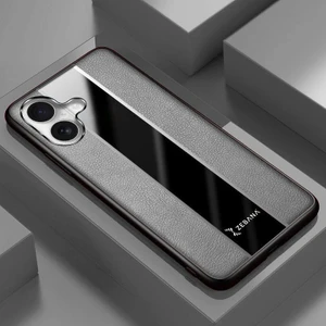 Apple iPhone 17 Uyumlu Kılıf Zebana Premium Deri Kılıf Gri