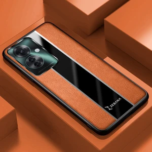 Oppo RENO11 F 5g Uyumlu Kılıf Zebana Premium Deri Kılıf Kahverengi