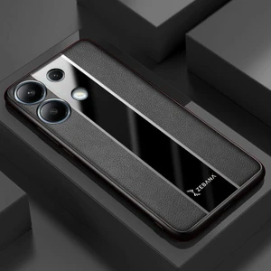 Xiaomi Redmi Note 14S Uyumlu Kılıf Zebana Premium Deri Kılıf Siyah