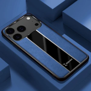 Apple iPhone 17 Pro Max Uyumlu Kılıf Zebana Premium Deri Kılıf Mavi
